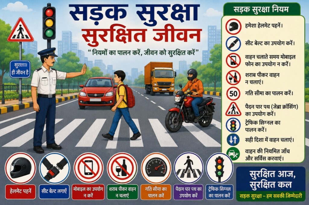 सड़क सुरक्षा पर निबंध (3000+ शब्द) | महत्व, नियम, कारण व उपाय